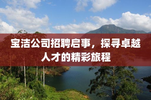 宝洁公司招聘启事，探寻卓越人才的精彩旅程