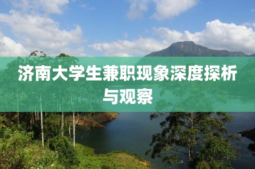 济南大学生兼职现象深度探析与观察